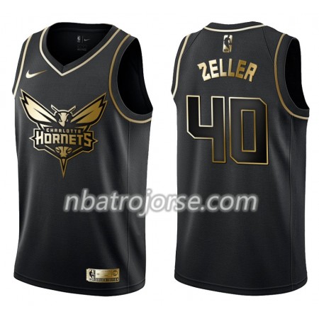 Män Charlotte Hornets Tröja Cody Zeller 40 Nike Svart Guld Edition Swingman